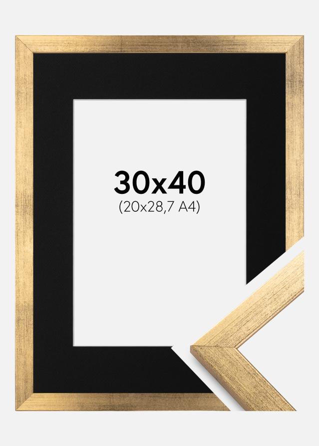 Ram med passepartou Fotolijst Stilren Goud 30x40 cm - Passe-partout Zwart 21x29,7 cm (A4)