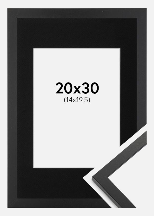 Ram med passepartou Fotolijst Trendy Zwart 20x30 cm - Passe-partout Zwart 15x21 cm (A5)
