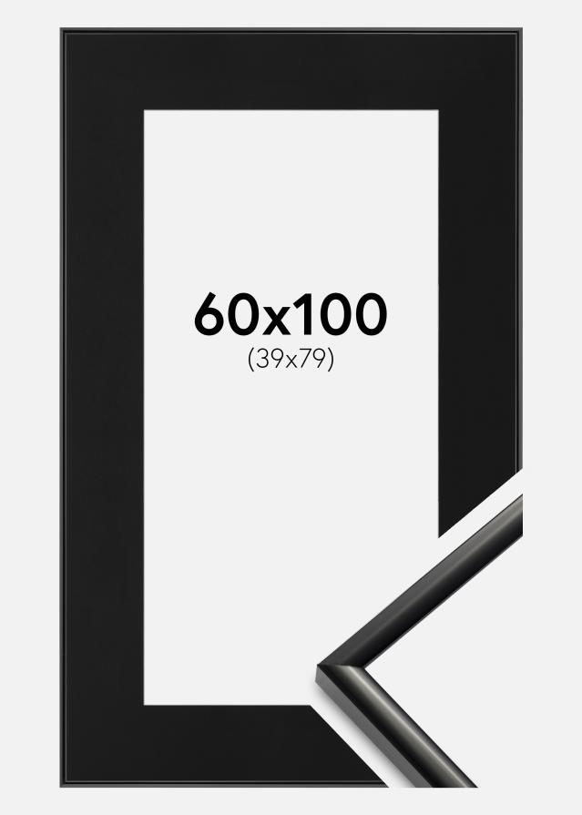 Ram med passepartou Fotolijst New Lifestyle Zwart 60x100 cm - Passe-partout Zwart 40x80 cm