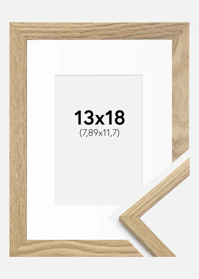 Ram med passepartou Fotolijst Trendy Eiken 13x18 cm - Passe-partout Wit 3,5x5 inches