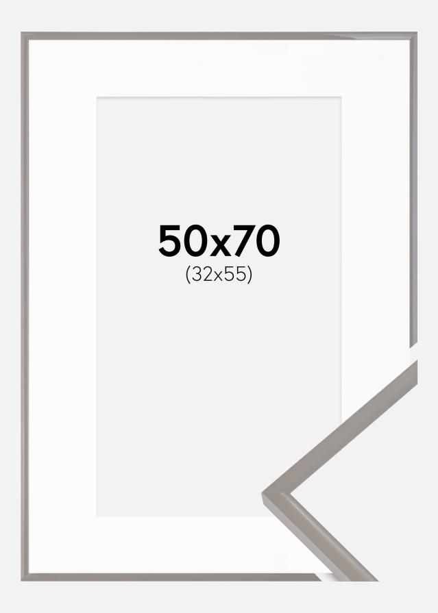 Ram med passepartou Fotolijst New Lifestyle Earth Grey 50x70 cm - Passe-partout Wit 33x56 cm