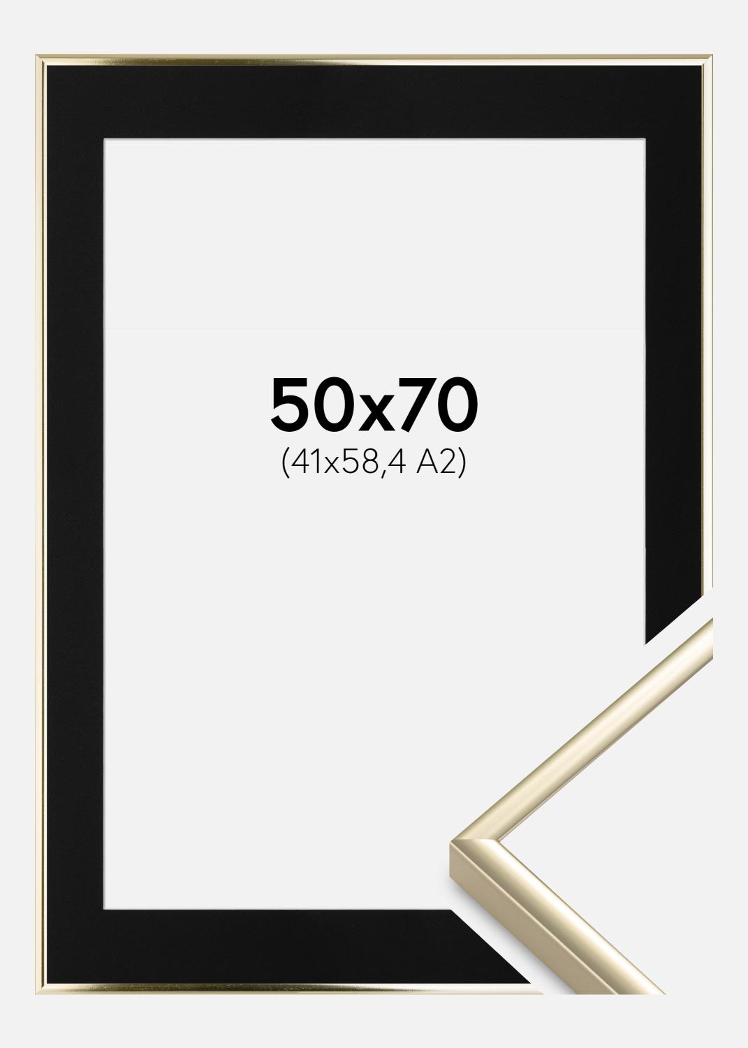 Product Image for Fotolijst Aluminium Glanzend Goud 50x70 cm - Passe-partout Zwart 42x59,4 cm (A2)