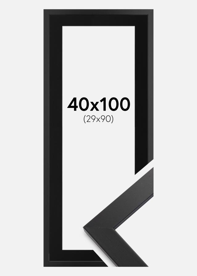 Ram med passepartou Fotolijst Black Wood 40x100 cm - Passe-partout Zwart 30x91 cm