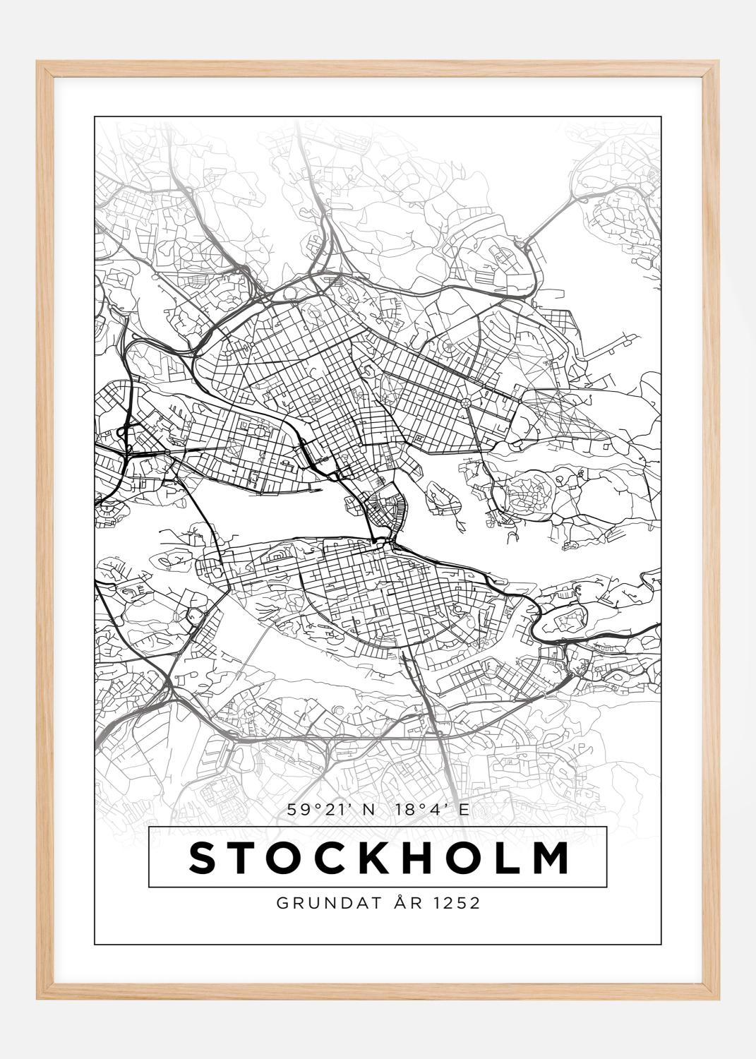 Product Image for Map - Stockholm - White Poster (21x29,7 cm (A4))