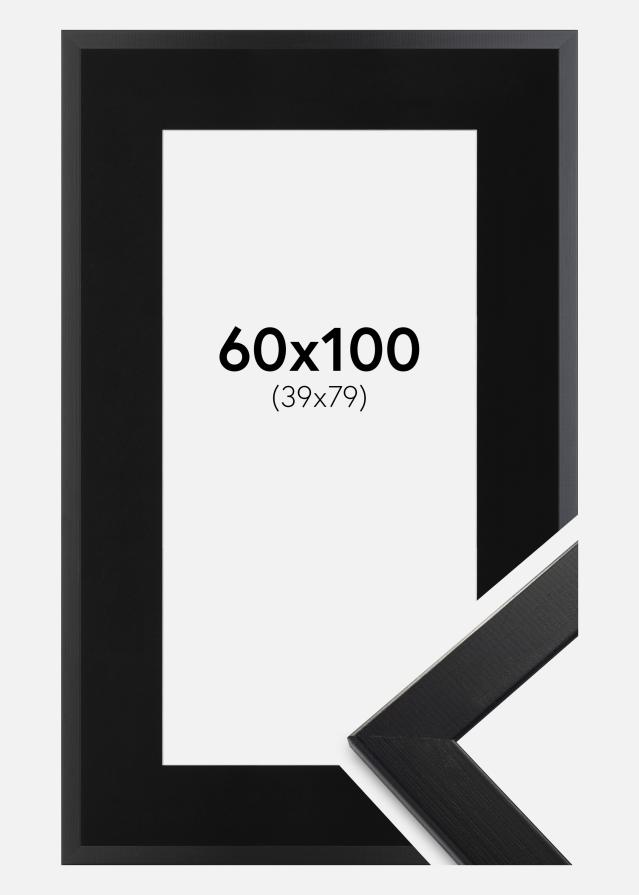 Ram med passepartou Fotolijst Trendline Zwart 60x100 cm - Passe-partout Zwart 40x80 cm