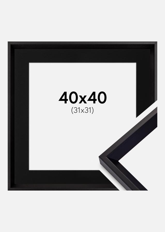 Ram med passepartou Fotolijst Globe Zwart 40x40 cm - Passe-partout Zwart 32x32 cm