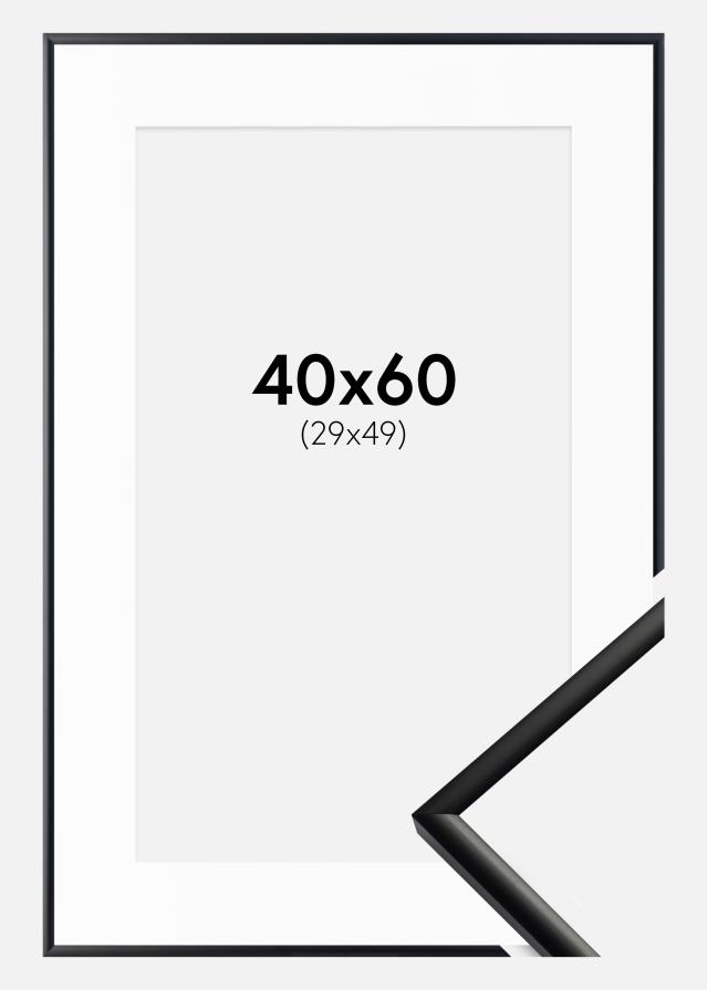 Ram med passepartou Fotolijst New Lifestyle Mat Zwart 40x60 cm - Passe-partout Wit 30x50 cm