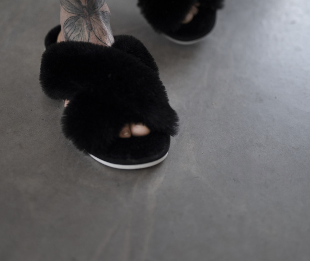 Fondaco Pantoffels Cozy - Zwart S