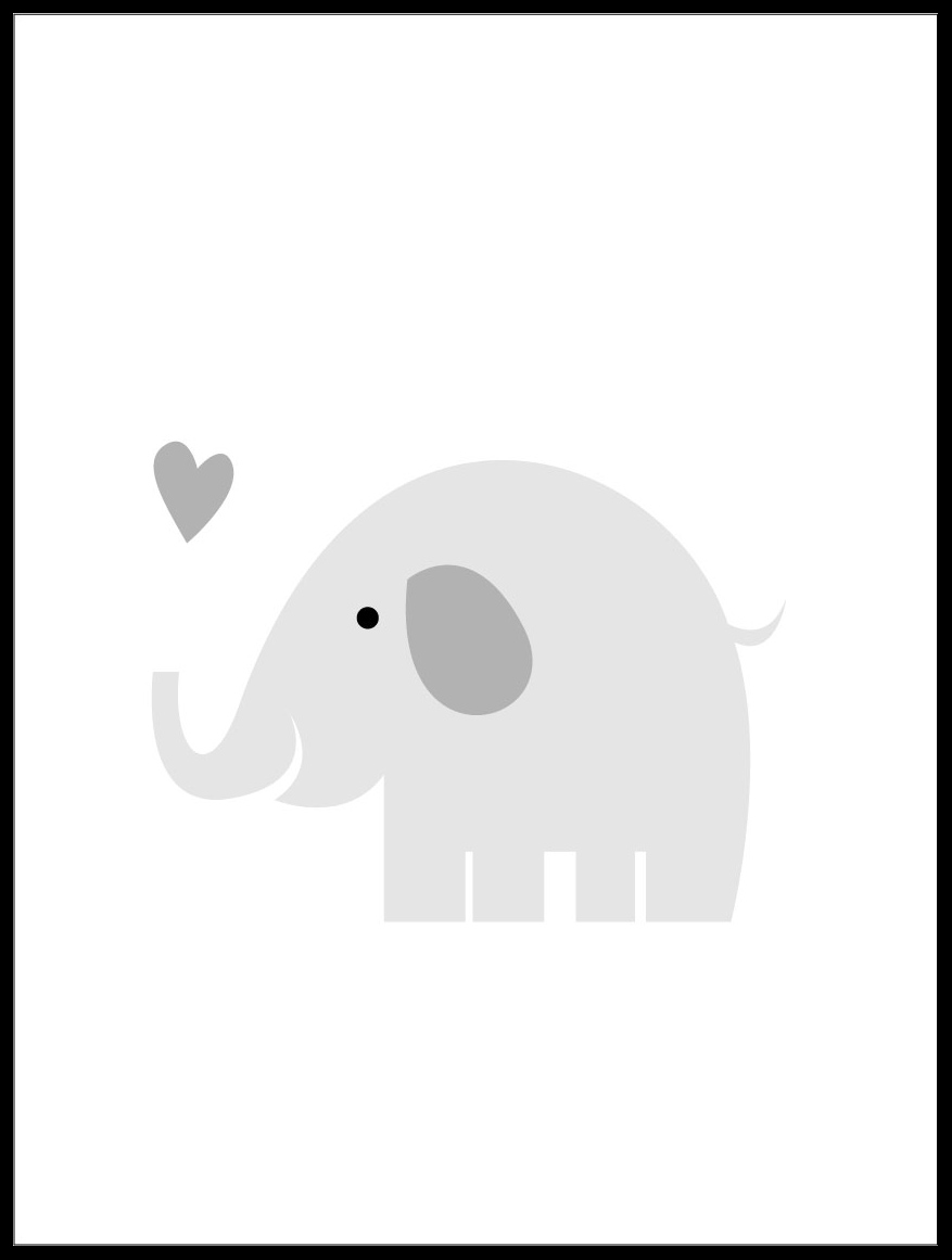 Bildverkstad Olifant Solo - Dofgrijs Poster