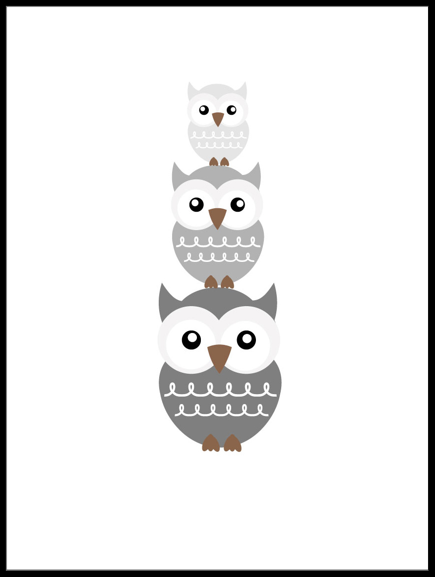 Lagervaror egen produktion Uil Trio - Dofgrijs Poster