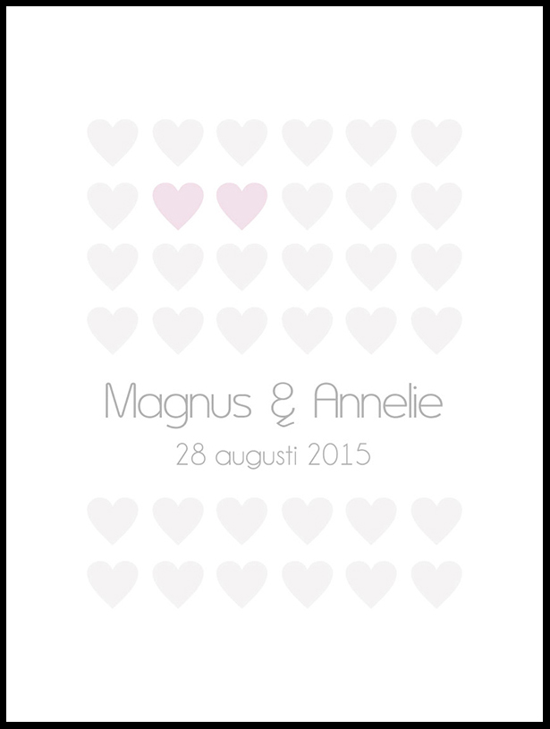 Personlig poster Hearts - Pink
