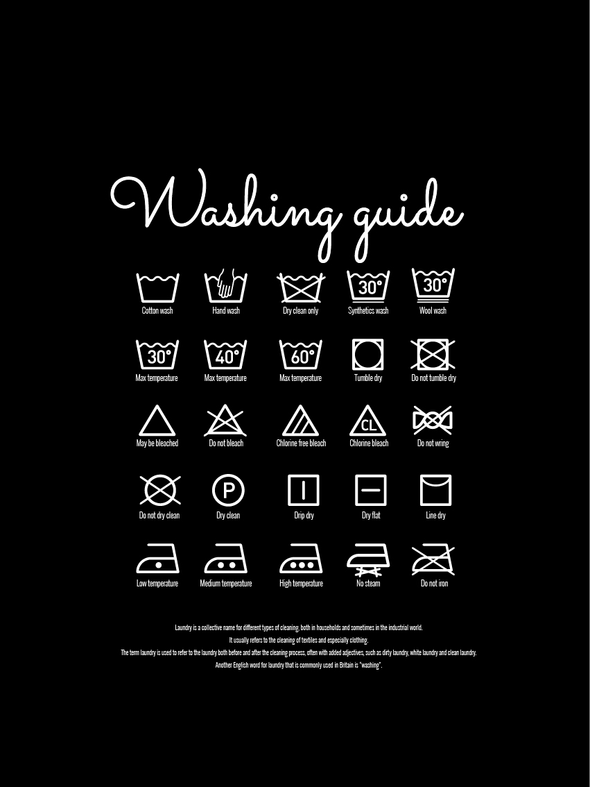 Bildverkstad Washing guide - Black Poster