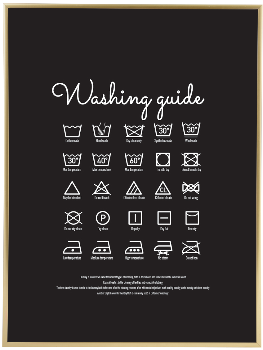Bildverkstad Washing guide - Black Poster