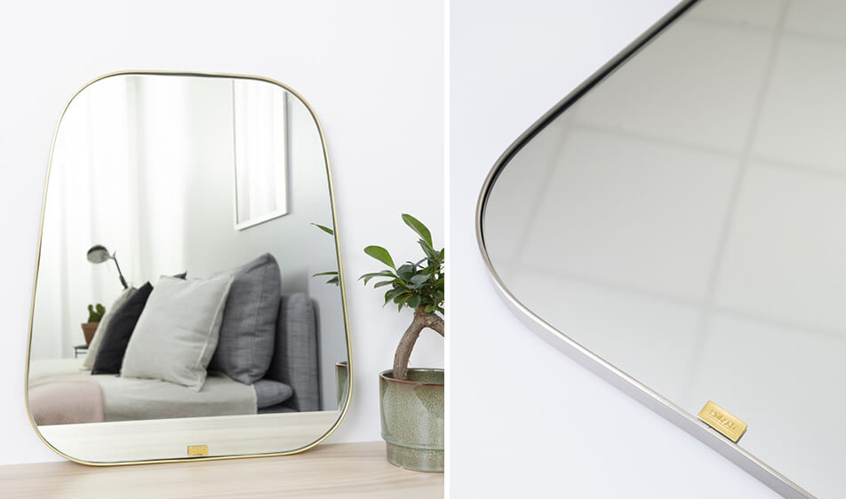 Messing spiegel met een unieke vorm - metalen spiegel met een aparte vorm