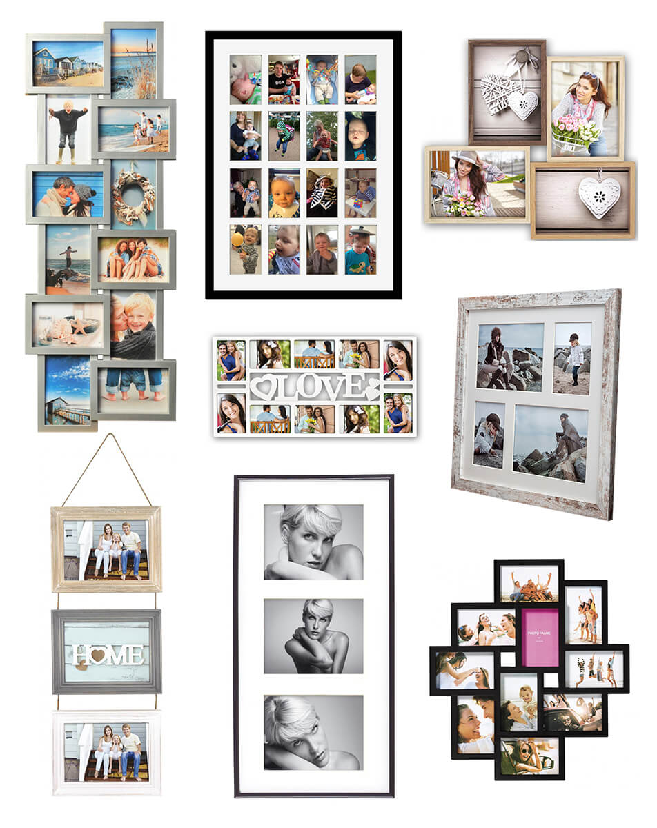 Verschillende collagelijsten met gezinsfoto's - lijsten voor collage
