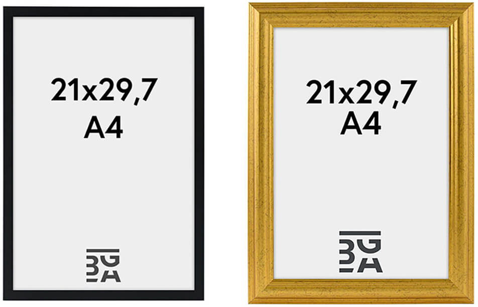 Zwarte fotolijst voor diploma (A4) - gouden fotolijst voor diploma (A4)