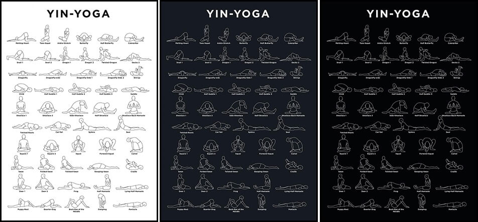 Posters die yogaposities illustreren
