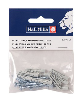 Hallmiba Plug 25 x 5,5 mm met schroef 10-pack