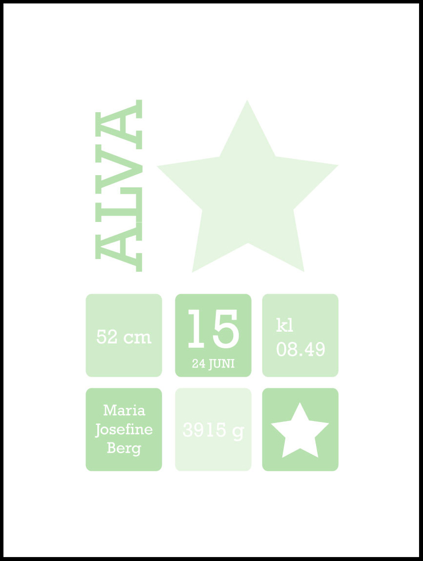 Personlig poster Star Birth Poster Green