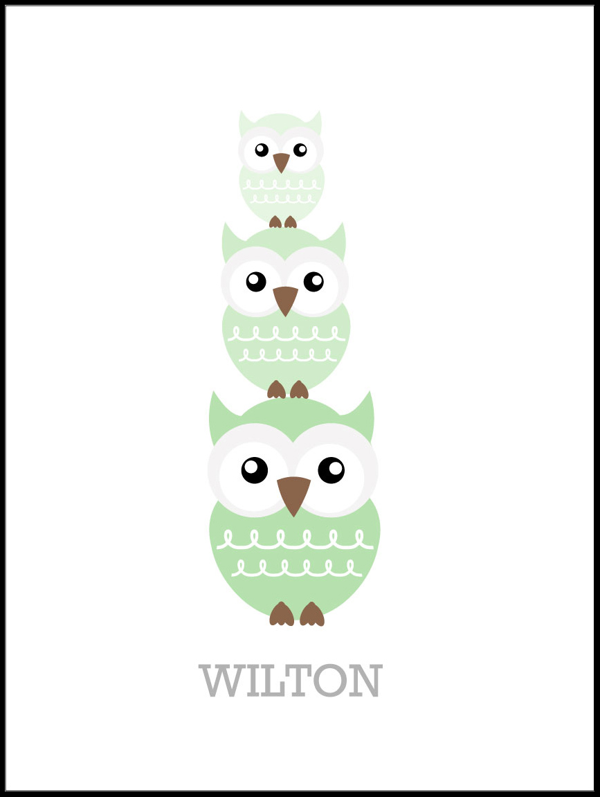 Personlig poster Owls Birth Poster Green