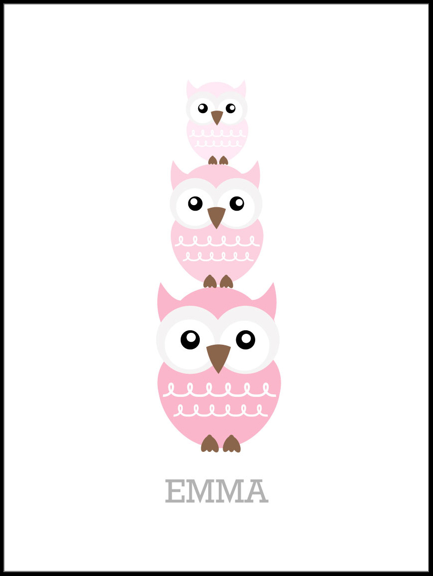 Personlig poster Owls Birth Poster Pink