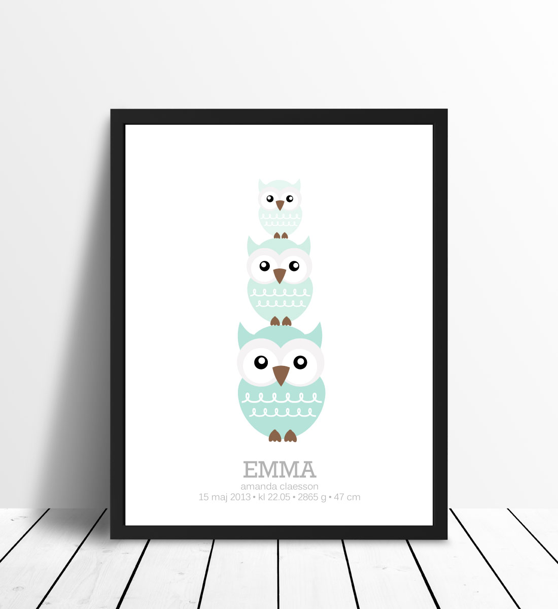 Personlig poster Owls Birth Poster II Green