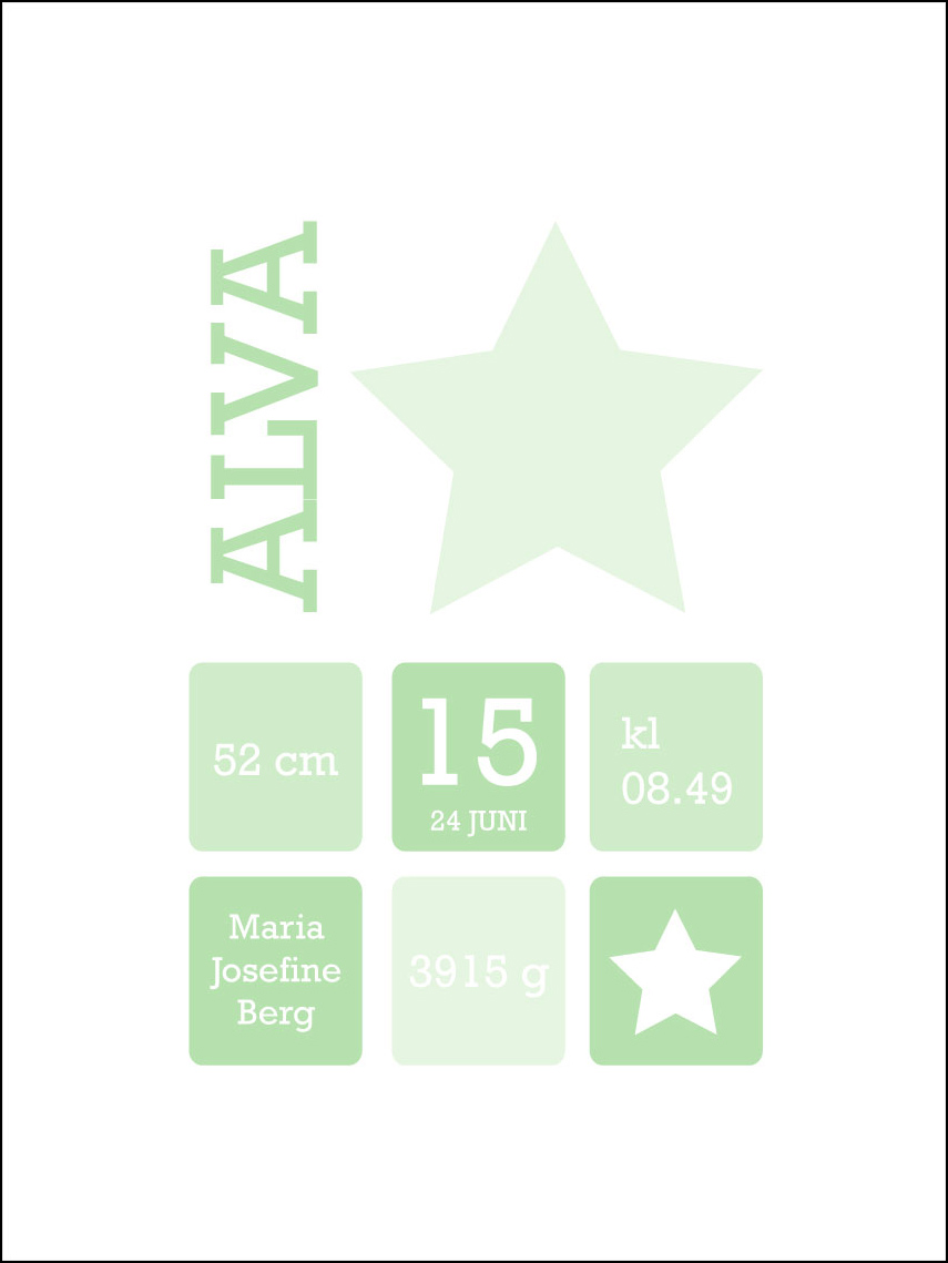 Personlig poster Star Birth Poster Green