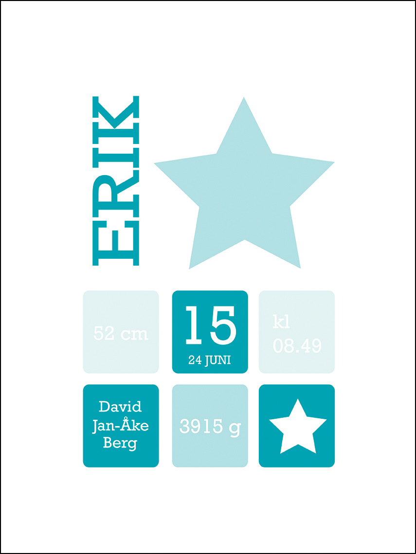 Personlig poster Star Birth Poster Turquoise