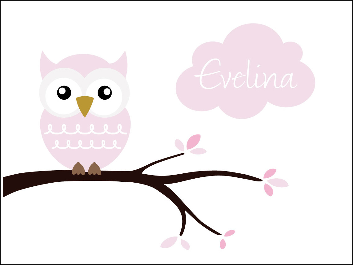 Personlig poster Owl Name Poster Pink