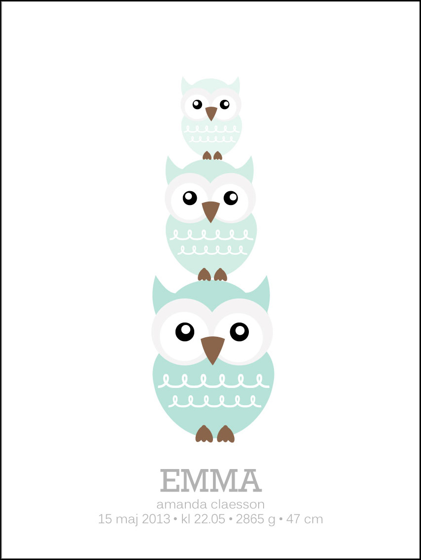 Personlig poster Owls Birth Poster II Green