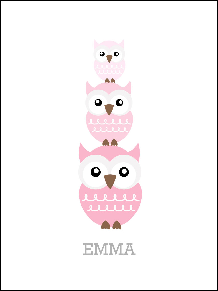 Personlig poster Owls Birth Poster Pink