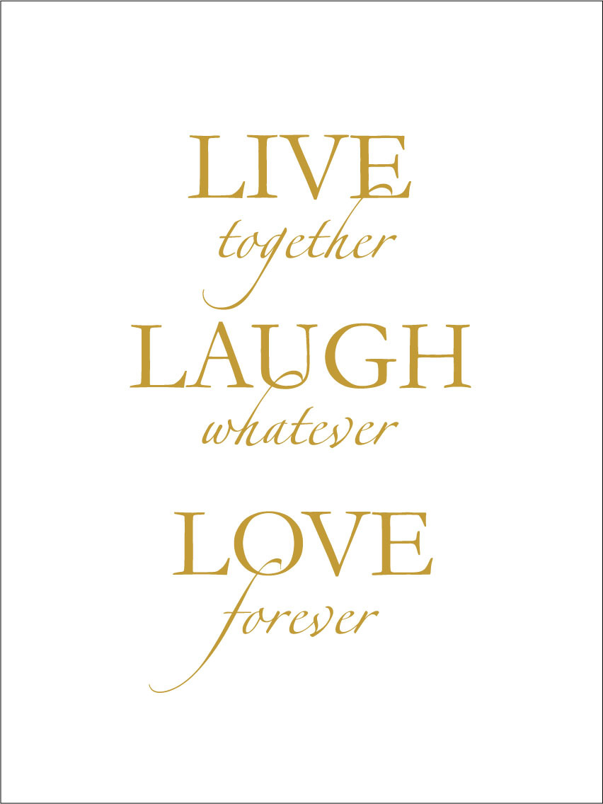 Lagervaror egen produktion Live, laugh, love - Gold Poster