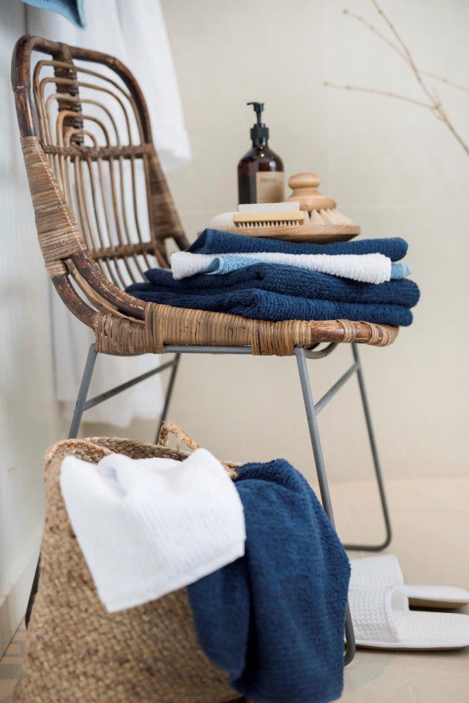 Används ej Gastendoek Stripe Badstof - Marine blauw 30x50 cm